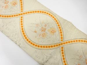 アンティーク　立涌に草花模様織り出し袋帯(材料)